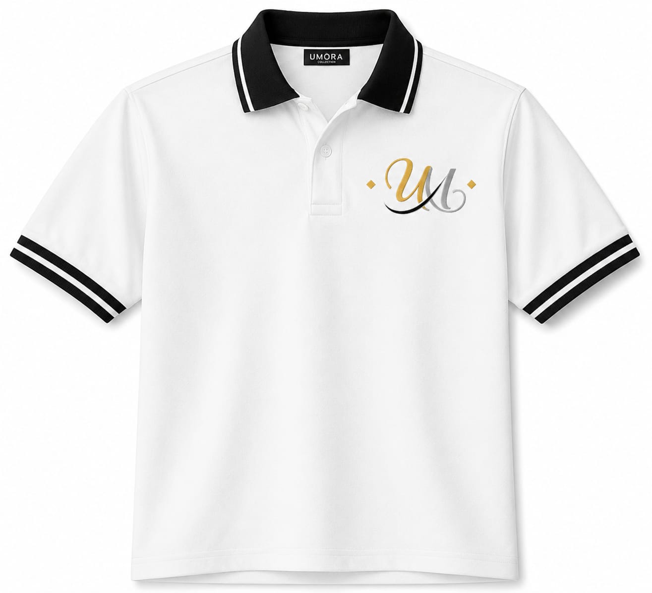 Contrast Collar Polo. Navy with White Collar
