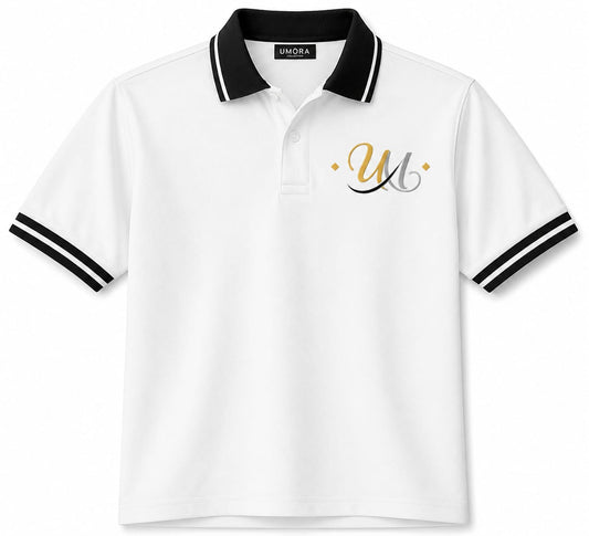 Contrast Collar Polo. Navy with White Collar